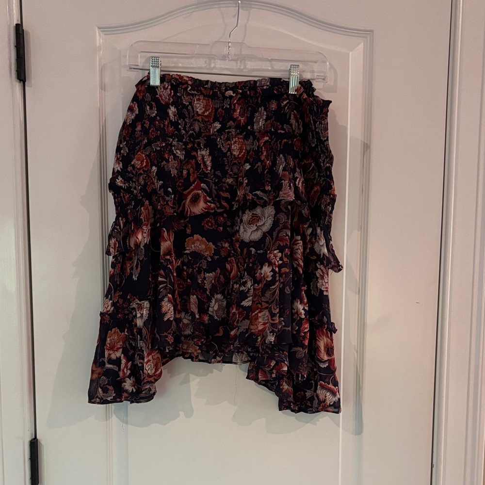 Anthropologie Dark Floral Midi Skirt